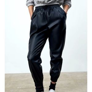 Zara Faux Leather Jogger Trousers